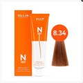 OLLIN "N-JOY" 8/34 – светло-русый золотисто-медный, перманентная крем-краска для волос 100мл