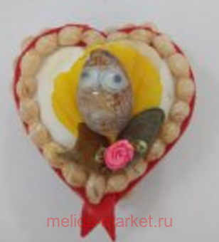 Шкатулка ручной работы из ракушек Сердце малое