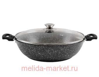 Кукмара Сотейник со стеклянной крышкой АП тёмный мрамор 300х85 мм смт308а