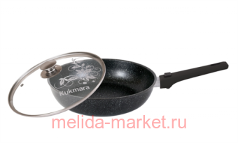 Кукмара Сковорода со съемной ручкой стеклянной крышкой АП кофейный мрамор 240х60 мм смк24604а