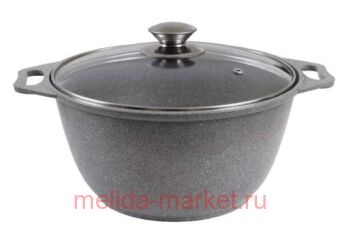 Кукмара Кастрюля алюминивая со стеклянной крышкой АП светлый мрамор 2 л кмс22а