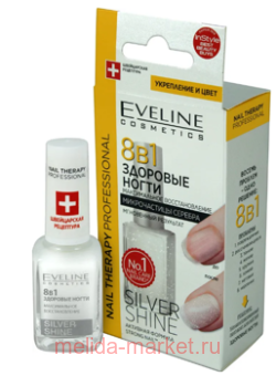 Eveline   8  1 Nail Therapy Proff Silver Shine      12