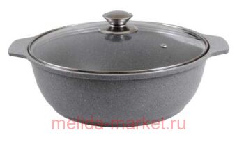 Кукмара Кастрюля-жаровня со стеклянной крышкой АП светлый мрамор 3 л жмс32а