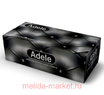 Перчатки ADELE нитриловые нестерильные 50 пар размер XS (чёрный)
