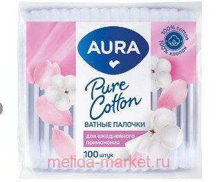 AURA Палочки ватные пакет №100