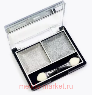 MILD Тени для век 2 цвета тон 02 серебро+светлое серебро мерцающее 5022