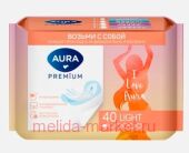 AURA Прокладки женские ежедневные ультратонкие Premium Light multiform 40 шт