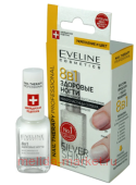 Eveline Здоровые ногти 8 в 1 Nail Therapy Proff Silver Shine максимальное восстановление с микрочастицами серебра 12мл