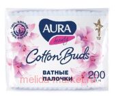 AURA Палочки ватные пакет №200