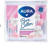 AURA Палочки ватные пакет №100