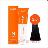 OLLIN "N-JOY" 3/0 – темный шатен, перманентная крем-краска для волос 100мл