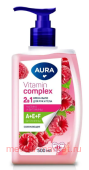 AURA Жидкое мыло 2в1 для рук и тела Vitamin Complex Малина и витамины флакон 500мл