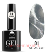 LunaLine Гель-лак для ногтей Atlas Cat's Eye тон 01 серебрянный 8мл