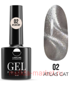 LunaLine Гель-лак для ногтей Atlas Cat's Eye тон 02 серебрянный 8мл
